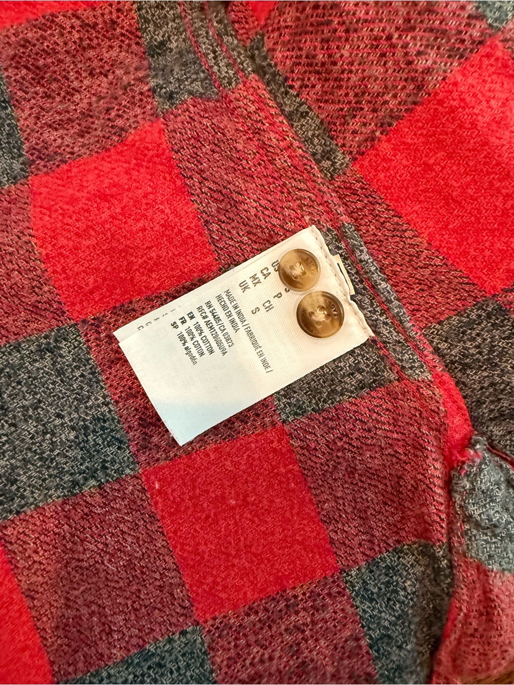 American Eagle Outfitters Red and Gray Plaid Button-Down Shirt - Picture 4 of 4